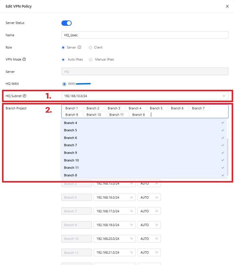 การตั้งค่า VPN Policy Ruijie
