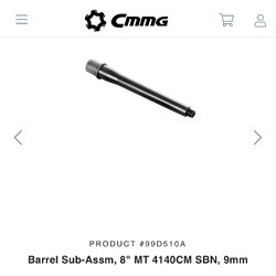 CMMG - Barrel Sub-Assm, [8"] MT 4140CM SBN [9mm] [ORDER]
