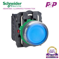 XB5AW36B5 : สวิตซ์ปุ่มกดมีไฟ Ø22mm พลาสติก สีน้ำเงิน 24AC/DC 1NO+1NC - Schneider Electric - Illuminated Push-buttons by pik2pak.com