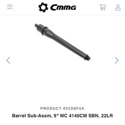 CMMG - Barrel Sub-Assm, 9" MC 4140CM SBN, 22LR [ORDER]