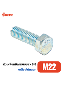 สกรูหัวหกเหลี่ยมมิลดำชุบขาว เกรด 8.8 M22-2.50H(70mm - 100mm)