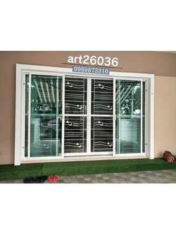 เหล็กดัดโทนสีขาว พร้อมมุ้งลวด ดาว