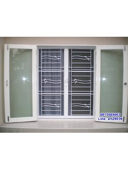 เหล็กดัดพร้อมมุ้งลวด หน้าต่างลายโลมา