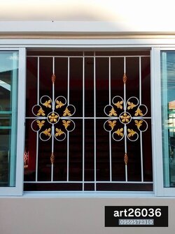 เหล็กดัดสีอบ พร้อมมุ้งลวด หน้าต่าง