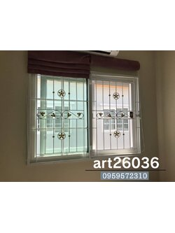 เหล็กดัดสีอบพร้อมมุ้งลวด บานเปิด-ปิด