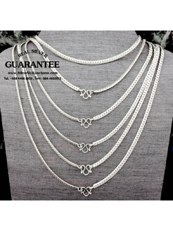 สร้อยคอเงินแท้ ลายท้องปลิง หนา 3.5 มิล ยาว 16 - 26 นิ้ว