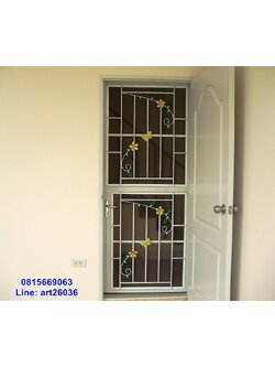 เหล็กดัดพร้อมมุ้งลวด ประตู