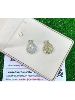 จี้เงินแท้ พระพุทธชินราช ประดับเพชร ขนาดประมาณเหรียญ 25 สตางค์