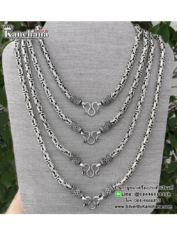 สร้อยคอเงินแท้ ลายบาหลี ลงยา หนา 5.5 มิล ยาว 18 - 30 นิ้ว