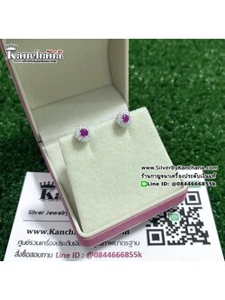 ต่างหูเงินแท้ ประดับเพชร ขนาด 6 มิล สวยๆ สนใจสอบถามได้จ้า