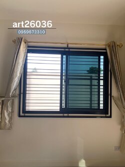 เหล็กดัดสีอบโทนสีดำ โมเดิร์น พร้อมมุ้งลวด ฟิล์มกระจกกันUV