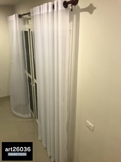 ผ้าม่านโปร่งแสง ผ้าม่านโปร่ง สีขาว มินิมอล