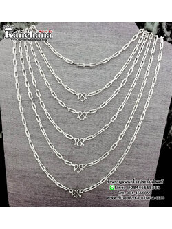 สร้อยคอเงินแท้ ลายโซ่เหลี่ยม หนา 3.5 มิล ยาว 16 - 24 นิ้ว