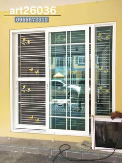 เหล็กดัด พร้อมมุ้งลวด กระจกบานเลื่อน