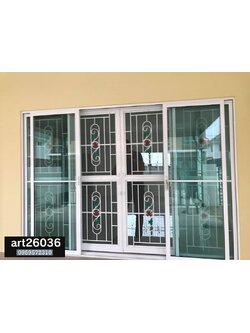 เหล็กดัดพร้อมมุ้งลวด ลายองุ่น