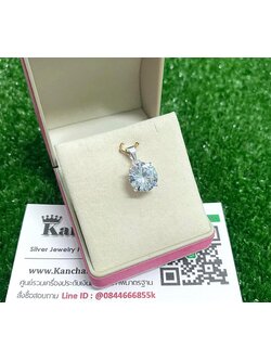 จี้เงินแท้ ประดับเพชร กลม กว้าง 1 ซม.