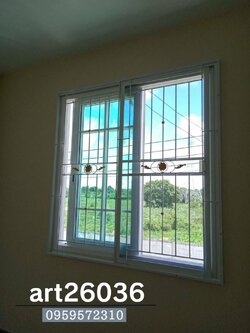 เหล็กดัดพร้อมมุ้งลวด หน้าต่าง ลายคลาสิค ดอกไม้