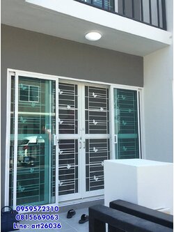 เหล็กดัดพร้อมมุ้งลวด ประตู