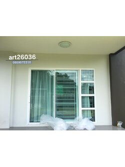 เหล็กดัดสีอบพร้อมมุ้งลวด มินิมอล ลายนิยม