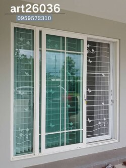 เหล็กดัดสีอบขาวพร้อมมุ้งลวด