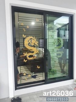 เหล็กดัดสีอบดำ ลายมังกร สวยๆ