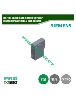 6ES7193-6AR00-0AA0, SIMATIC ET 200SP, BUSADAPTER BA 2xRJ45, 2 RJ45 SOCKETS, SIEMENS