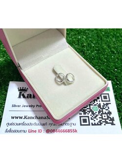 ต่างหูห่วงเงินแท้ ห่วงกลม หนา 1.5 มิล กว้าง 8 มิล