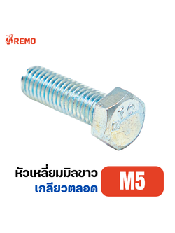 สกรูหัวหกเหลี่ยมมิลขาว M5-0.80F(8mm - 50mm)