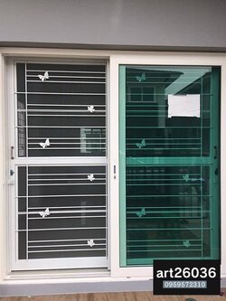 เหล็กดัดสีอบขาว ผีเสื้อ เรียบง่าย