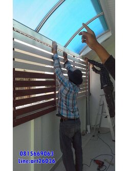 บริการติดตั้งหลังคากันสาด สีฟ้า