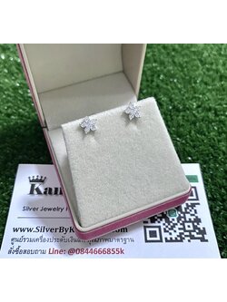 ต่างหูเงินแท้ ประดับเพชร ดอกไม้ ขนาด 7 มิล สวยๆ สนใจสอบถามได้จ้า 🔸