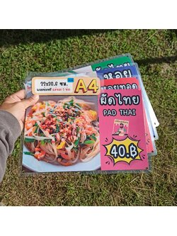 ชุดป้ายเมนู A4 ผัดไทย & หอยทอด 4 แผ่น | ผัดไทย, ผัดไทยกุ้งสด, หอยทอด, หอยทอดทะเล | เพิ่มยอดขายร้านของคุณทันที! | รหัส 4086