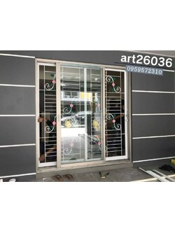 เหล็กดัดพร้อมมุ้งลวด หน้าต่าง ประตู สวยๆ ชมพู