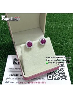 ต่างหูเงินแท้ ประดับเพชร ขนาด 9 มิล สวยๆ มาแล้วจ้า