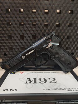 Double Bell 736 Taurus PT92 Beretta สีดำ GBB BB Gun บีบีกัน แบบแก๊ส ปืนอัดลม มือสอง Airsoft Gun