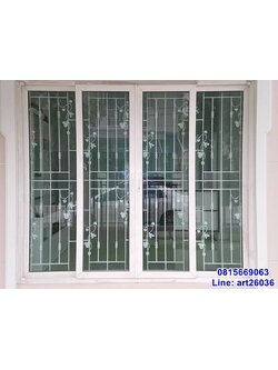 เหล็กดัดพร้อมมุ้งลวด ประตูเลื่อน