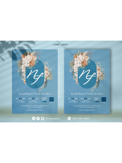 AF023-การ์ดงานแต่ง หน้า/หลัง ขนาด 5x7, 4x6, 4x7.5, 4x9 นิ้ว โทนสีฟ้า