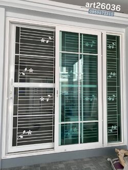 เหล็กดัดโทนสีขาว สวยๆพร้อมมุ้งลวด