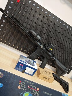 E&C 855 S2 John Wick2 TTI TR-1 M-Lok 13 บอดี้โลหะ พร้อมดอท PEQ AEG BB Gun บีบีกัน Airsoft Gun ปืนอัดลม ปืนยาวไฟฟ้า มือสอง