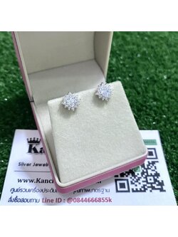 ต่างหูเงินแท้ ประดับเพชร สวยๆ ขนาด 9 มิล สนใจสอบถามได้จ้า