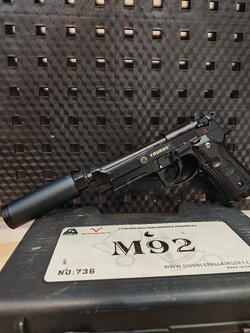 Double Bell 736 Taurus PT92 Beretta สีดำ GBB BB Gun บีบีกัน แบบแก๊ส ปืนอัดลม มือสอง Airsoft Gun