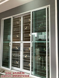 เหล็กดัดพร้อมมุ้งลวด ลายผีเสื้อ