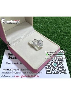 ต่างหูห่วงเงินแท้ ประดับเพชร หนา มิล ห่วงกว้าง ซม.