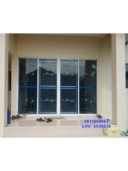 เหล็กดัดพร้อมมุ้งลวด เหล็กดัดสีน้ำเงิน