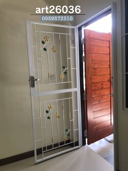 บานประตู หน้าต่าง เหล็กดัดพร้อมมุ้งลวดสีอบผีเสื้อ ดอกไม้