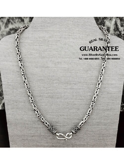 สร้อยคอเงินแท้ ลายบาหลี ลงยา หนา 5.5 มิล ยาว 18 - 30 นิ้ว