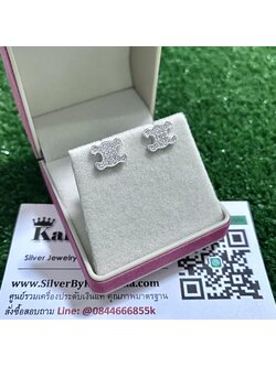 ต่างหูเงินแท้ ประดับเพชร สวยๆ ขนาด 1 ซม. มาแล้วจ้า