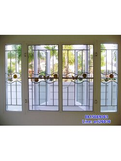 เหล็กดัดพร้อมมุ้งลวด หน้าต่าง ผีเสื้อ