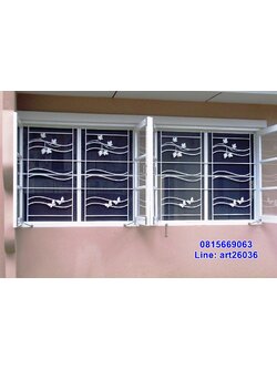 เหล็กดัดพร้อมมุ้งลวด หน้าต่าง