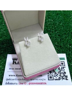 ต่างหูเงินแท้ ประดับเพชร สวยๆ สูง 1.2 ซม. กว้าง 7 มิล สนใจสอบถามได้จ้า